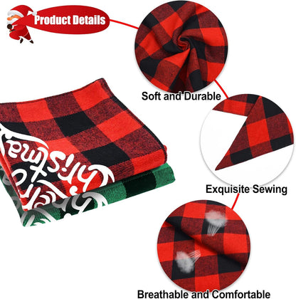 2 Pack Dog Bandana Christmas Classic Buffalo Plaid Pets Scarf Triangle Bibs Kerchief Set Pet Costume Accessories Decoration for Small Medium Large Dogs Cats Pets