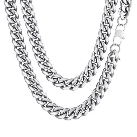 Men'S Stainless Steel Cuban Link Chain Necklace 10MM 18Inch Hip Hop Jewelry Gift for Dad Son