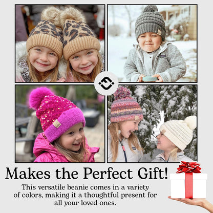 Kids Beanie Baby Toddler Cable Knit Children’S Pom Winter Hat